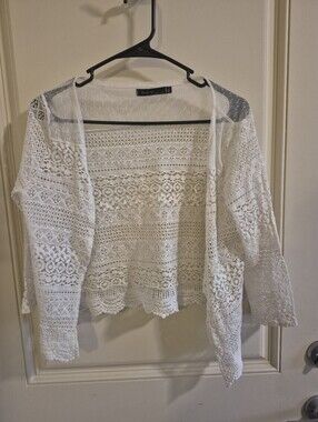 Molo C Crochet Open-Front Cardigan - White